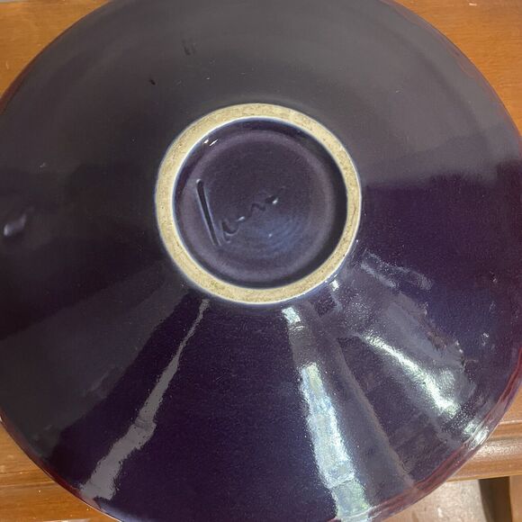 Purple Modern Pasta Serving Bowl Dan Lasser Ceramic Salad 13" Studio Art Pottery - Picture 8 of 9